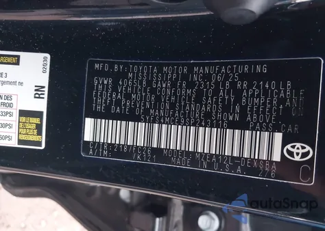 2025 Toyota Corolla Se z USA, uszkodzony, nr VIN 5YFS4MCE9SP243116